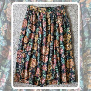 Floral Pleated Midi Skirt - Vintage Kathy Lee - Size 16